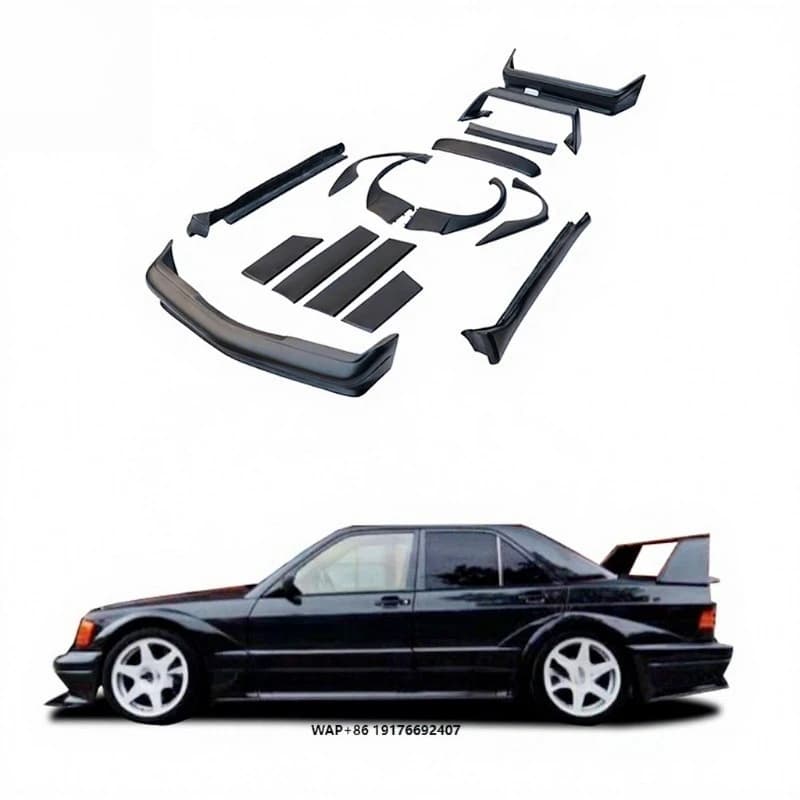 For C Class Fiberglass Front Rear Bumper Kit to 190E Evo II Style Body Kit
