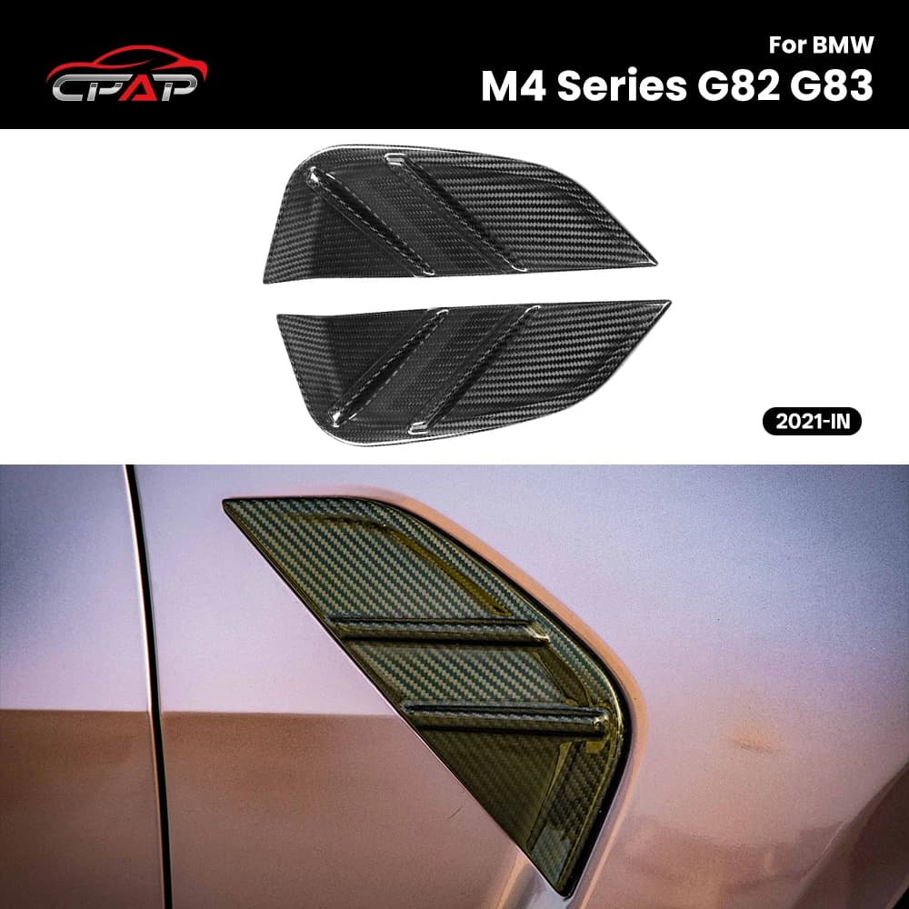 Real Dry Carbon Fiber Side Fender Car Air Vent Cover Trim Replacement For BMW M4 Series G82 G83 MP Style 2021-IN