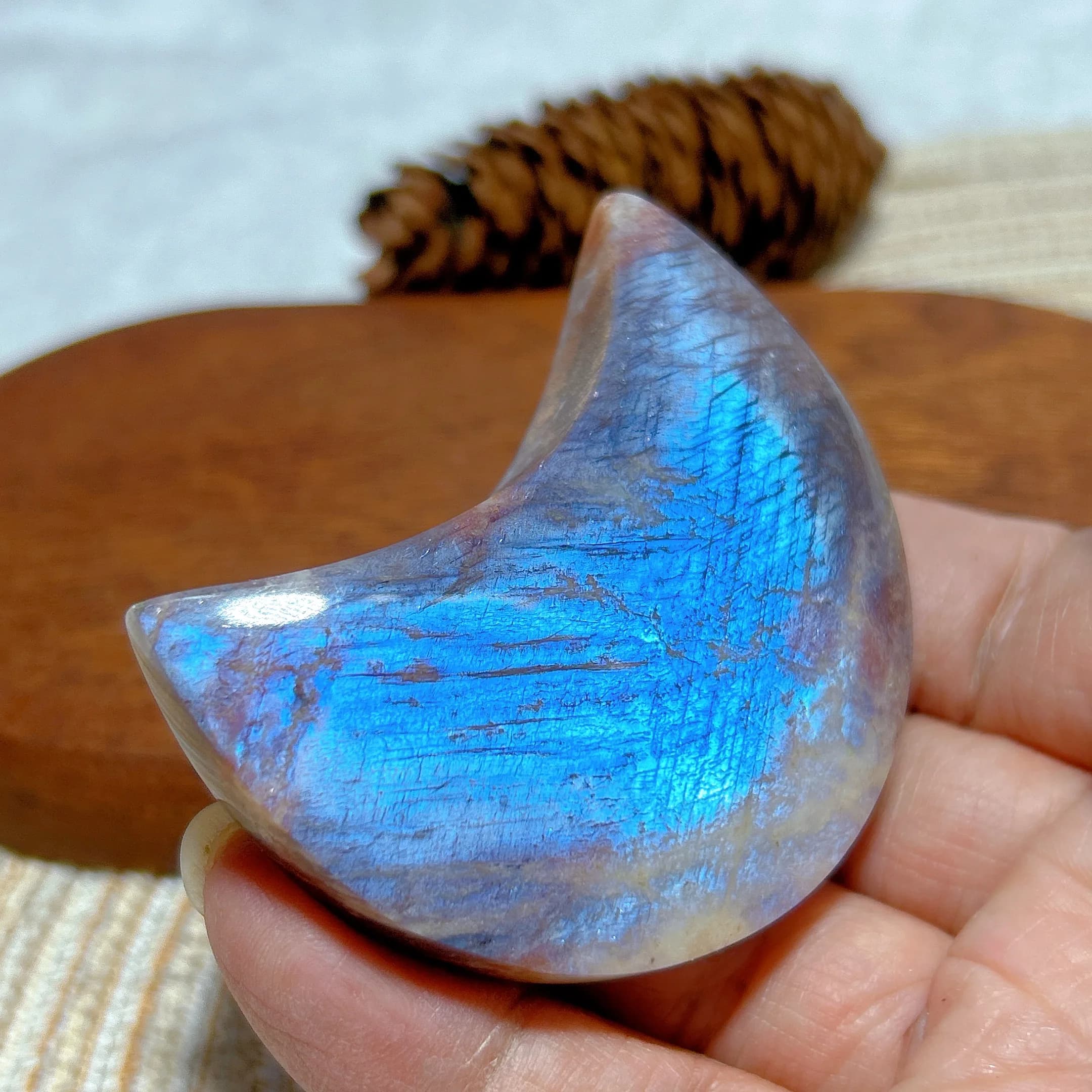 High Quality Natural Crystal Moonstone WIth Sunstone Moon Blue Gemstones Healing Polished Mineral Energy Home Decorations Gift