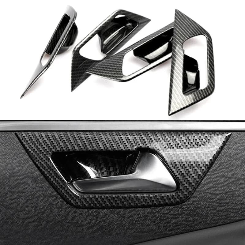 1 Set Car Inner Door Bowl for Peugeot 3008 GT 2017-2021 High Quality ABS Carbon Fiber Silver Auto Inner Door Handle Frame Parts