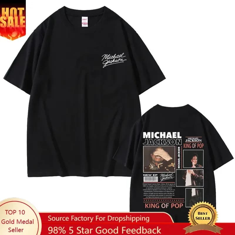 Classic Retro Michael Jackson King of Pop T-shirt Men Women Vintage Gothic Rock T-shirts Men's Hip Hop Punk Oversized T Shirts