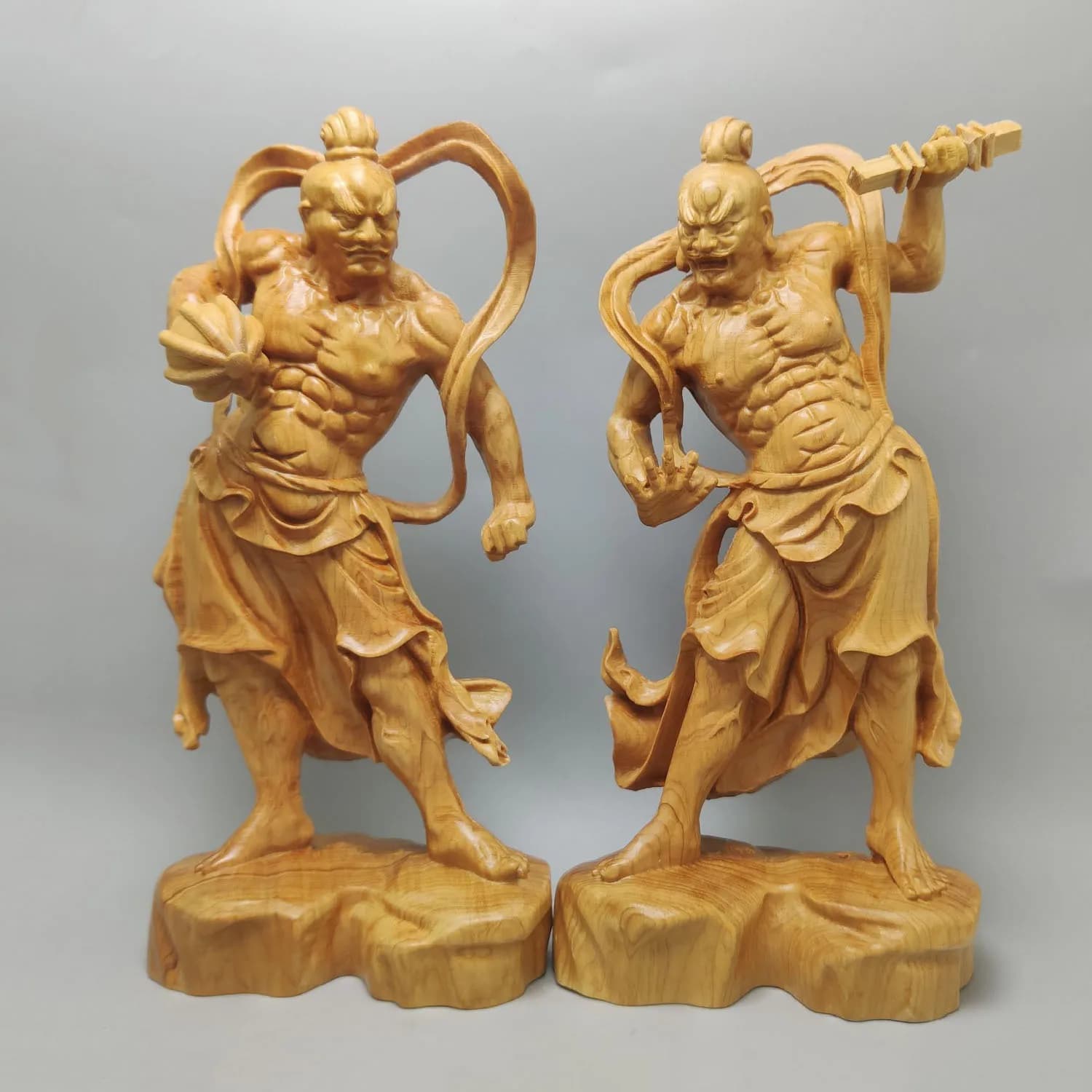 CZ Ya cypress wood carving Hem Ha Erjiang statue ornament in front   Dharma home Buddhist hall offering decorative gifts