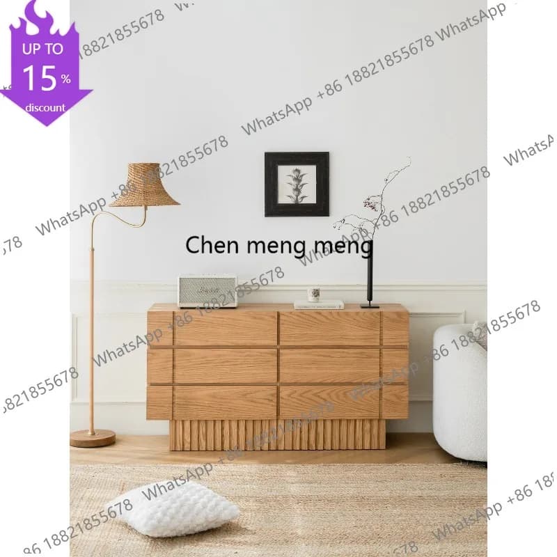 B178 Solid wood dining side cabinet Log wind Living room storage locker Bone line Entrance cabinet