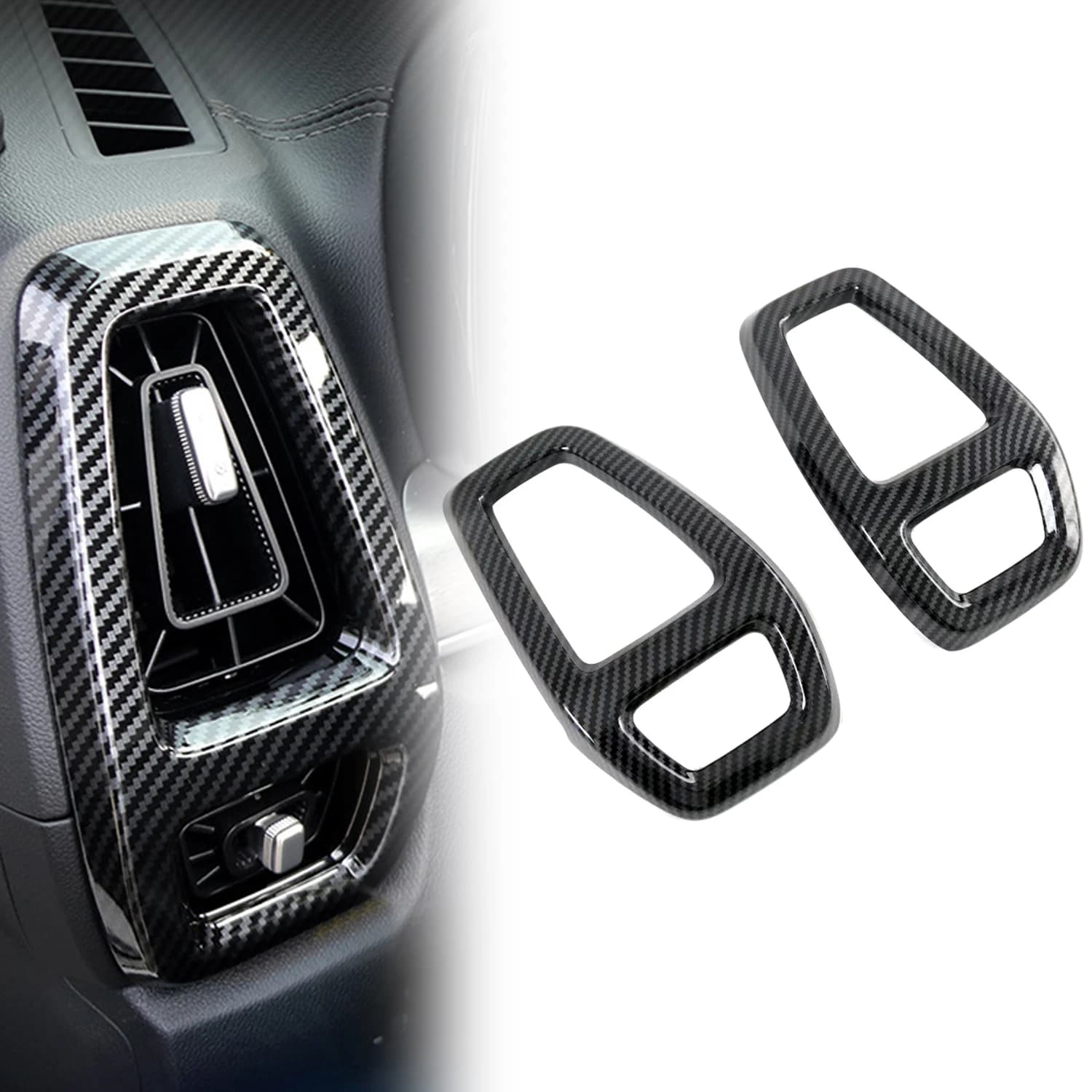 Car Accessories For Kia Sorento MQ4 2021 2022 2023 2024 2025 Carbon Fiber Printed Interior Front Air Vent Outlet Cover Trim 2pcs