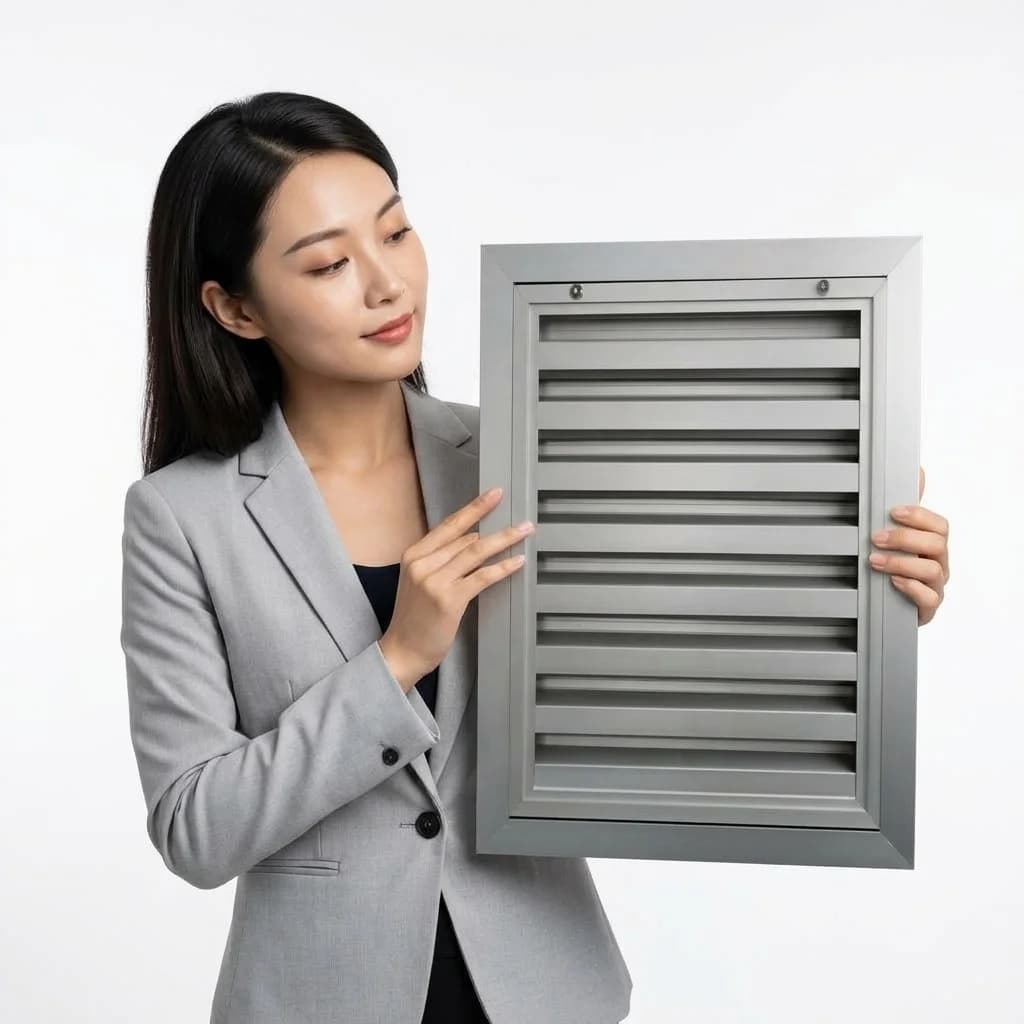 Aluminum Louvered Fan Filter Assembly Adjustable Air Vent Grille Waterproof Insect Proof for HVAC Outdoor Use
