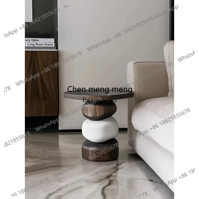 Creative solid wood high-end small round table living room sofa small coffee table