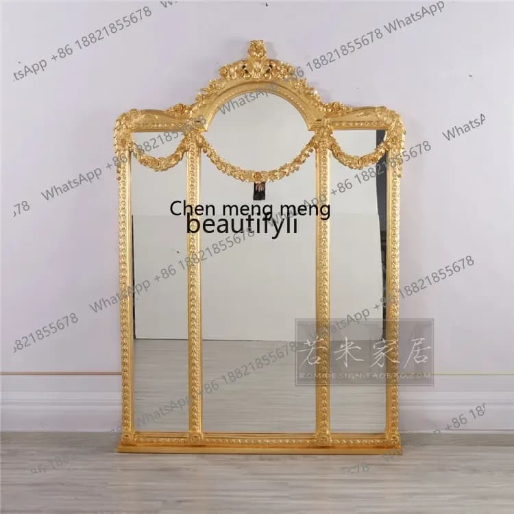 B178 Huge fireplace, mirror hanging painting, enigma mirror, luxury gold foil French American decorative painting