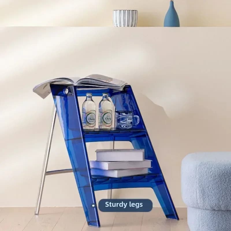 Japanese Portable Folding Ladder Rack for Home Decor Stylish Modern Home Acrylic Ladder with Transparent Steps Acrylic Stoo