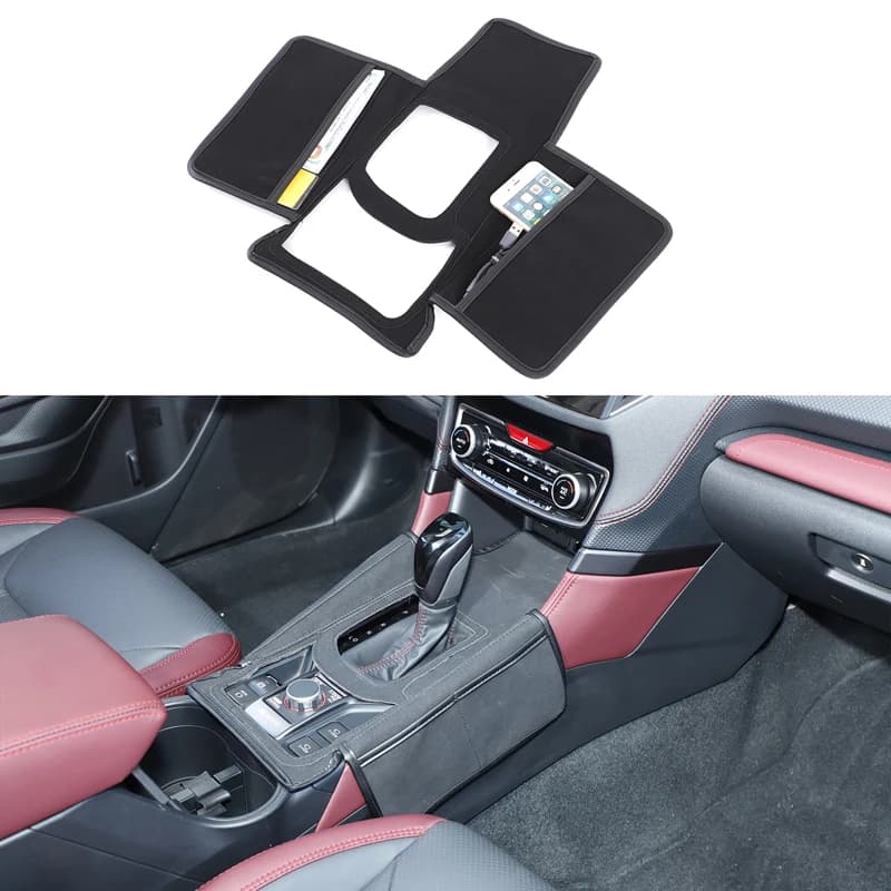 For Subaru Forester 2019-24 High-solid Sheepskin Leather Black Car Center Console Protective Cover Trim Interior Car Accessories