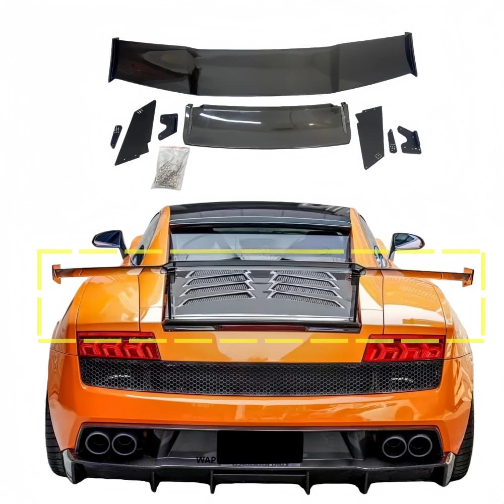 Carbon Fiber Rear Spoiler Wing for Gallardo LP550 LP560 LP570 Front and Rear Bumper Tail Wing Body Kit Engine Hood