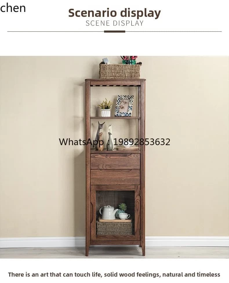 pure solid wood high hall cabinet red oak display cabinet glass partition cabinet living room wine rack