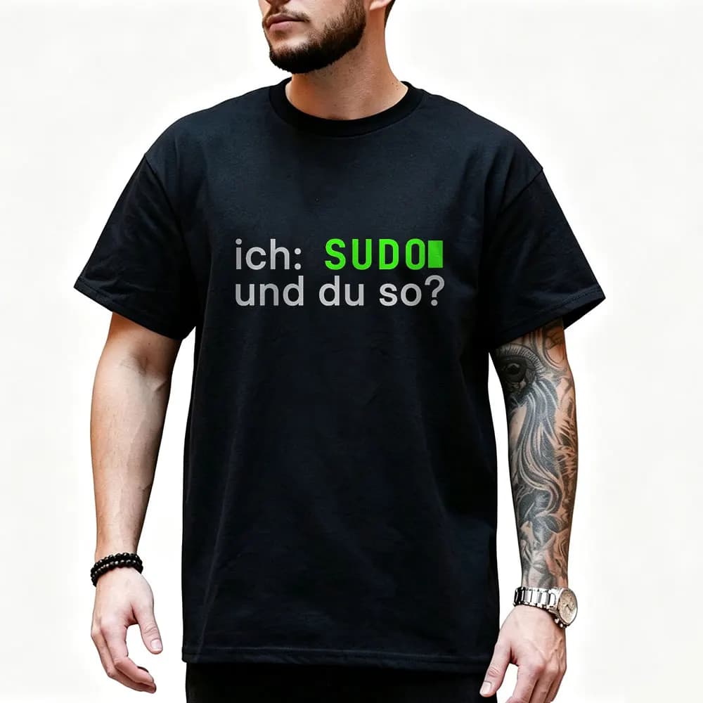 ich_ SUDO und du so_ Linux Sticker Graphic T‑Shirt for programmer Software Engineers Geek IT Developer Fan Gift Tops S-6XL