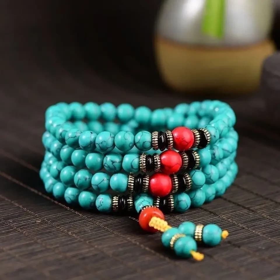 X5-15  natural turquoise 108 beads tibetan ethnic style rosary