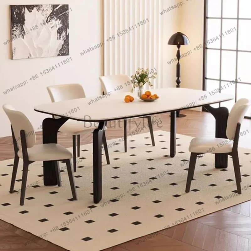 LJY Unique Modern Dinner Table Small Space Design Wooden Restaurant Kitchen Dining Table Space Saving Mesa De Jantar Home Furnit