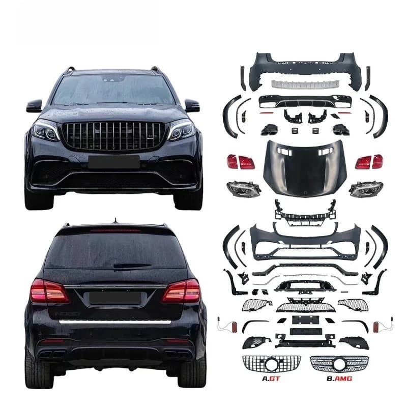 Consist of Front Rear Lamps Bumpers Body Kit for GL Class X166 2012-2015 Upgrade to 2019 GLS63