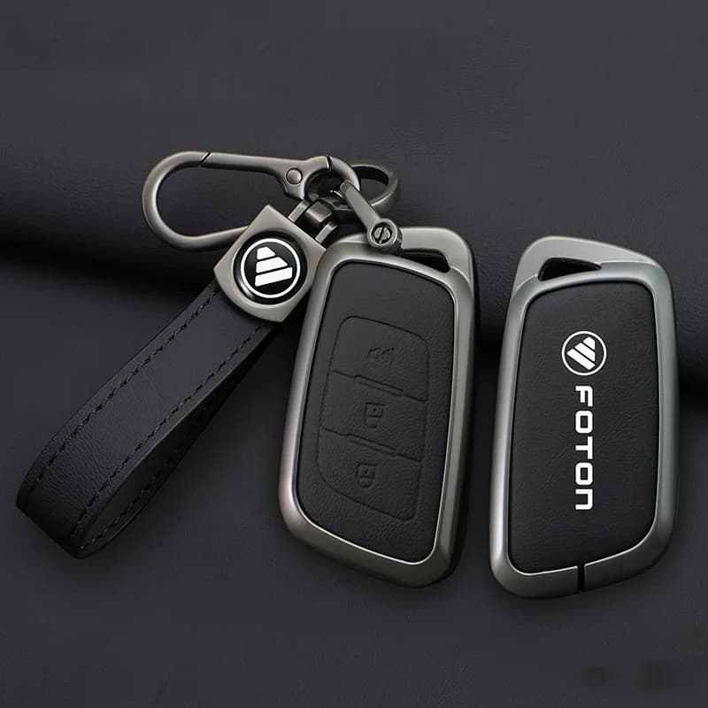 Zinc Alloy Leather Car Key Case Cover For Foton Senior General G9 Landscaper Yutu 9/8 pickup F9 Xiangling Q Protector Keychain