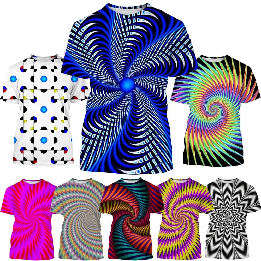 New Design Vertigo Hypnotic Vortex Funny 3D Printing Men's Summer Cool T-shirt Sweatshirt Tops