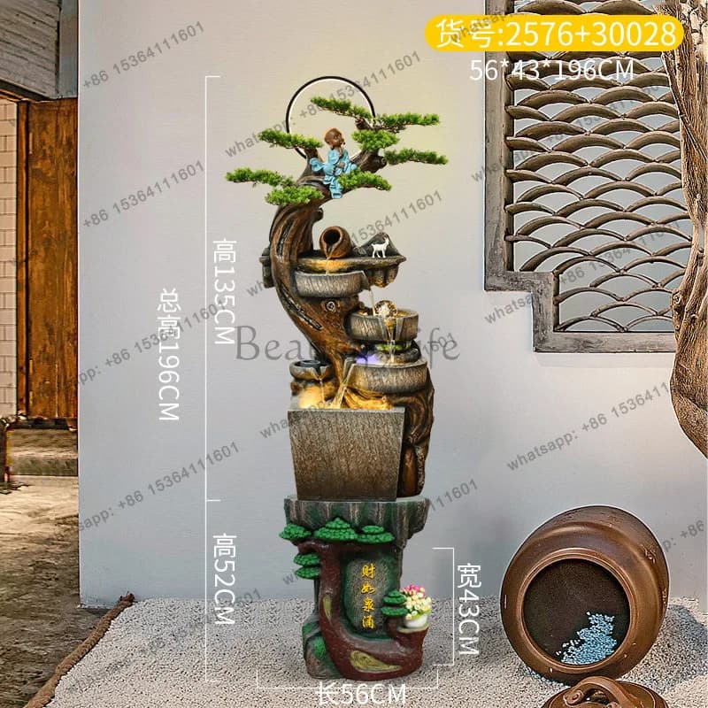 Rockery Water Fountain Landscape Wealth-Attracting Ornament for Living Room Office Balcony Decoration