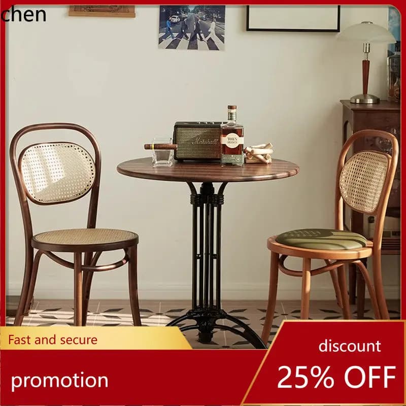 CZ Vintage Solid Wood Round Table, Medieval Style Small Table for Cafes, Bakery, Cake Shop, Dessert Shop Furniture