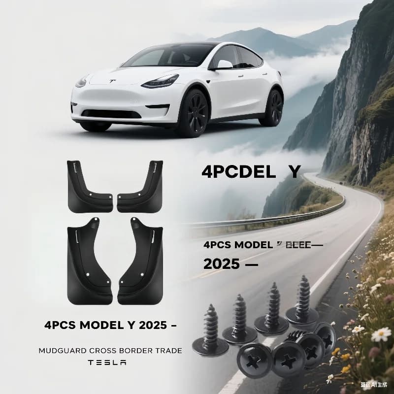 2024-2025 Tesla Model Y Juniper/3 Highland Mud Flaps - Full Set Splash Guards, Snow/Sand Protection, Durable Fender Covers
