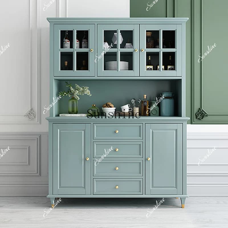 American light luxury all solid wood dining edge integrated wall storage living room wine cabinet furniture retro  FT