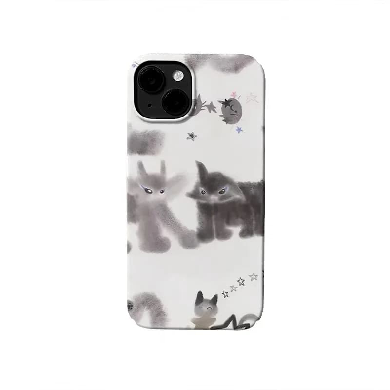 Ins Korean Black Misty Cat Phone Case for IPHONE 17 Air 16E 15 PROMAX 14 Plus 13 12 MINI 11 PRO 16Plus XR XS Acrylic Phone Cover
