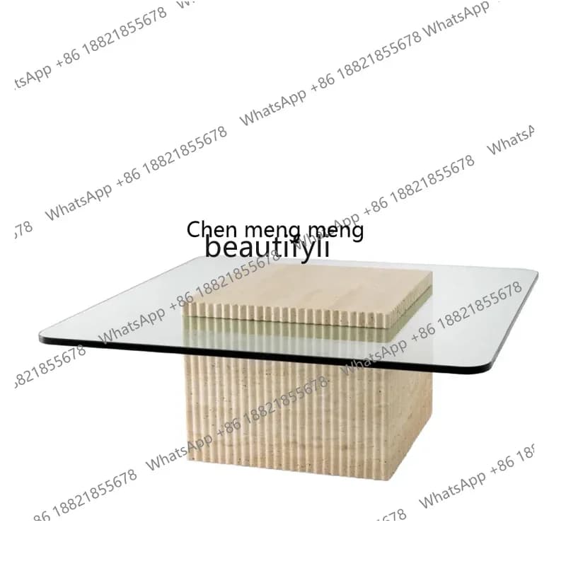 xz1X1Square coffee table designer light luxury living room coffee table tempered glass