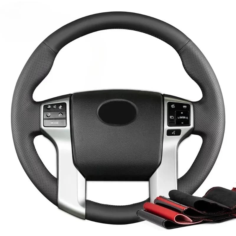 Leather Interior Accessories Hand Sewn Car Sewn Steering Wheel Cover Protector Carbon Suede
