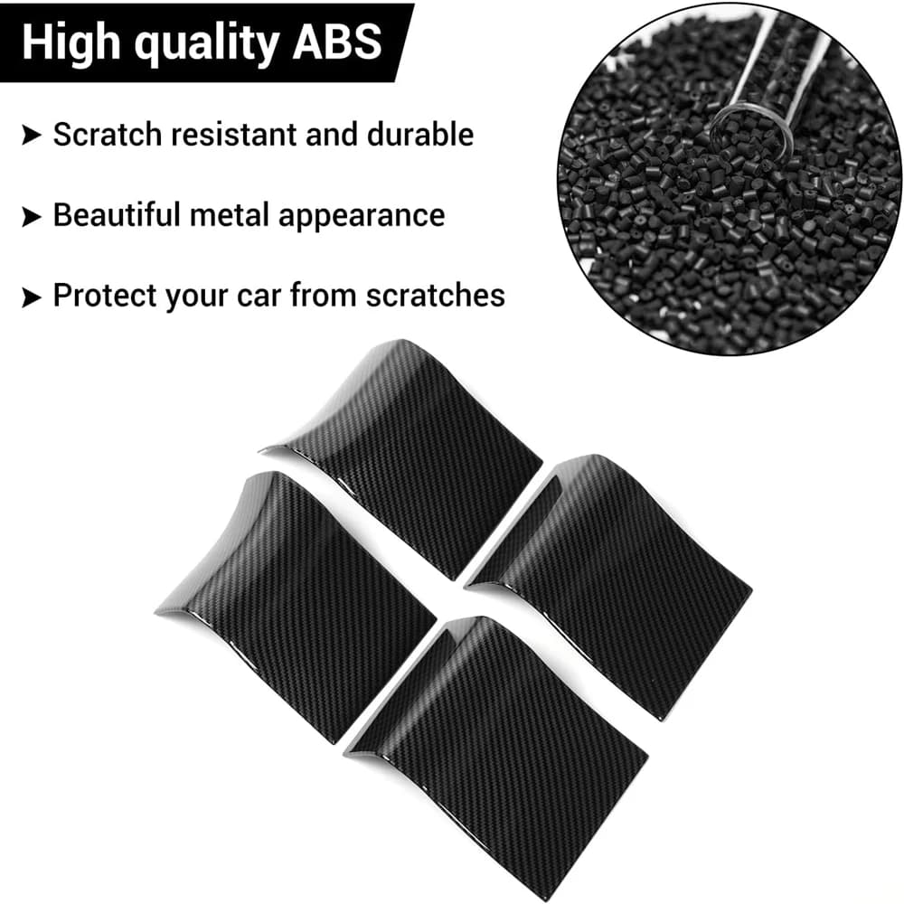 ABS Plastic Interior Door Handle Panel Trim Cover Carbon Fiber Texture For Ford F150 2015-2020