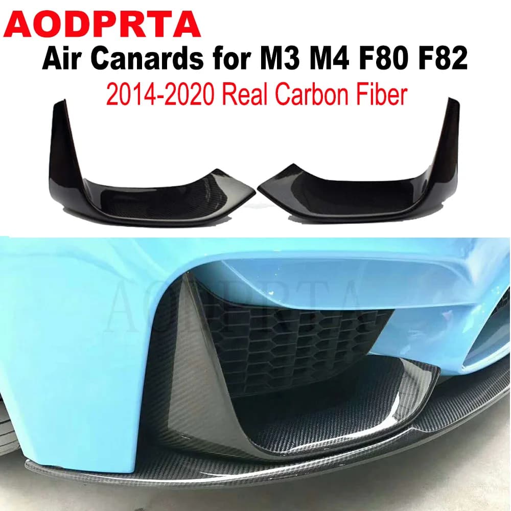 MP Style Real Carbon Fiber Front Splitter Air Canards for BMW M3 M4 F80 F82 F83 2014-2020