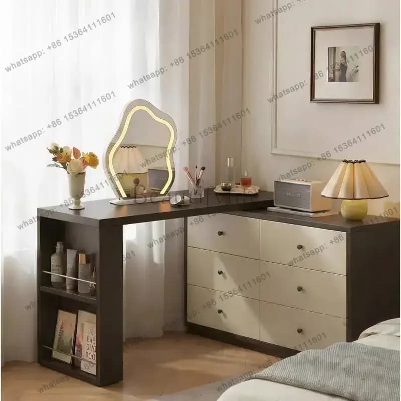FG Decorations Paletts Vanity Desk Storage Natural Cabinets Compact Vanity Desk Nightstands Essentials Tocador Maquillaje Furnit