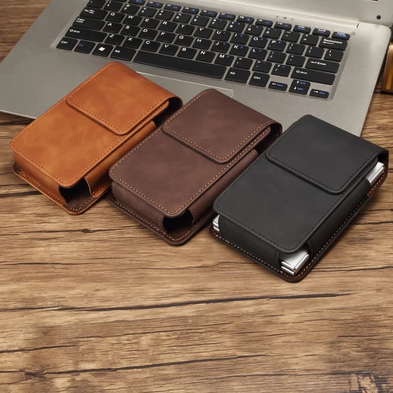 Leather Belt Clip Case Men Waist Bag For Samsung Galaxy Z Fold 8,iPhone Fold,Huawei Pura X Max Flip Travel Holster Pouch Cover