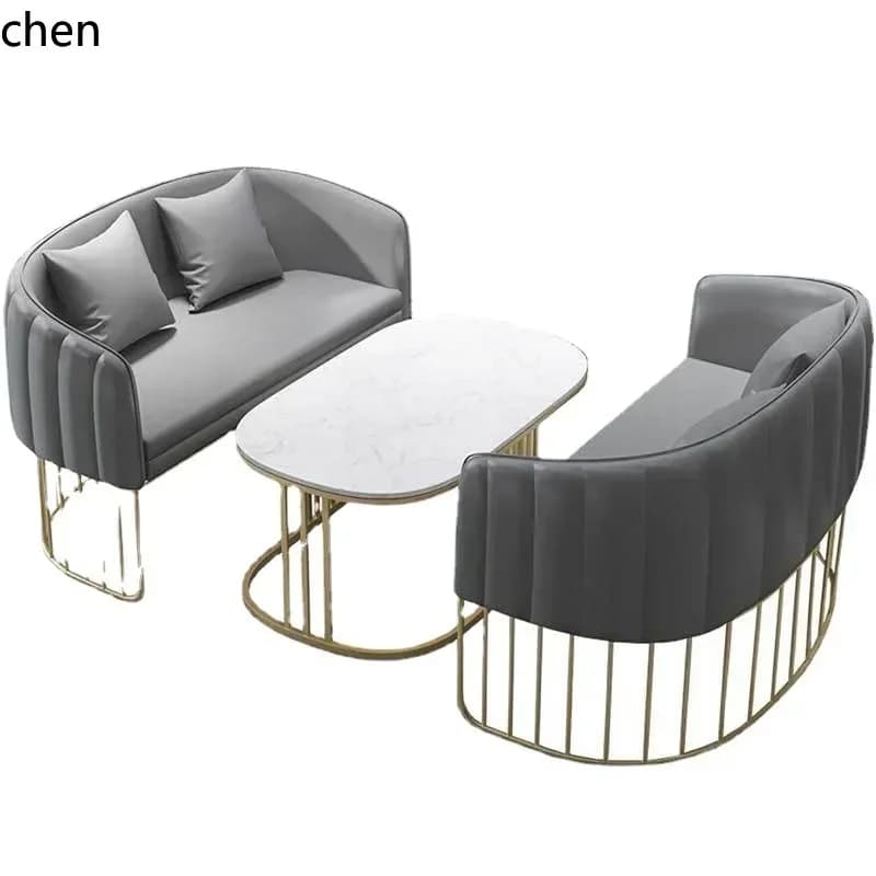 TQH-c13  Double Sofa Table and Chair Set for Nail Salon Leisure Rest Area Reception Booth