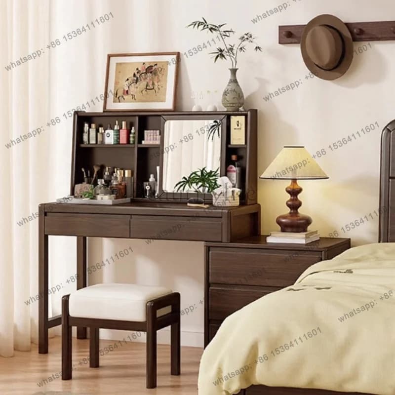 ld Wood Cosmetics Vanity Table Bedroom Makeup Storage Drawers Living Room Dressing Table Organizer  Chinese Furniture