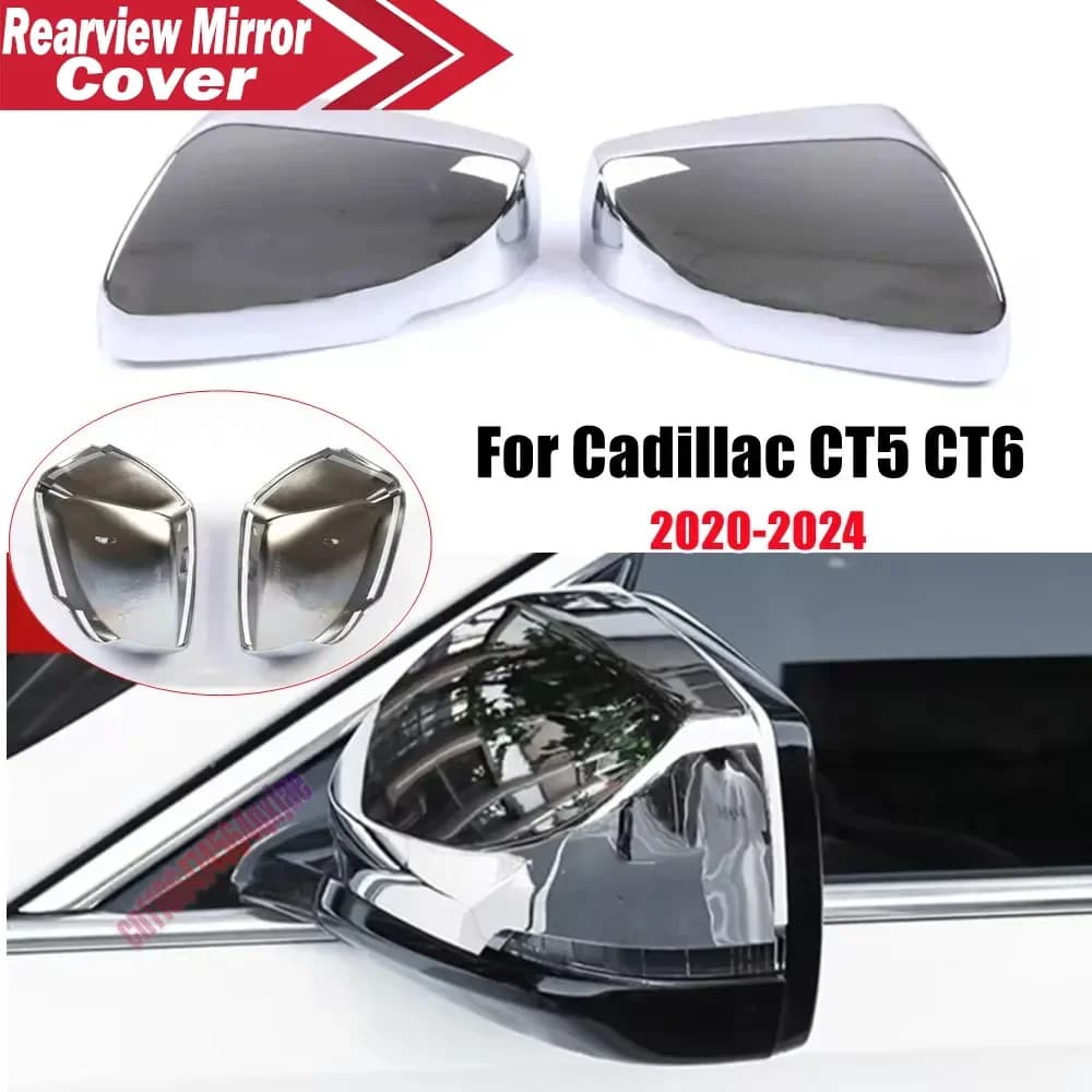 For Cadillac CT5 CT6 2020-2024 ABS Car Rearview Side Mirror Cover Wing Cap Exterior Door Trim Adhesive Sticker