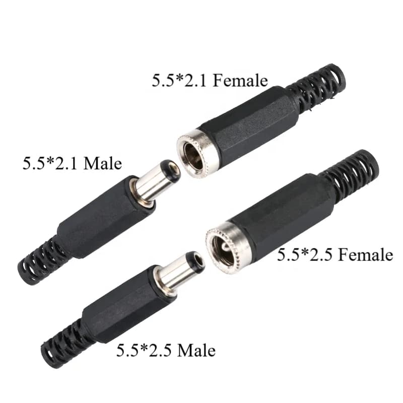 10pcs High Quality DC Connector 2.1*5.5mm 2.5*5.5mm Power Jack DC Power Conector 5.5x2.1 5.5x2.5 Male Female