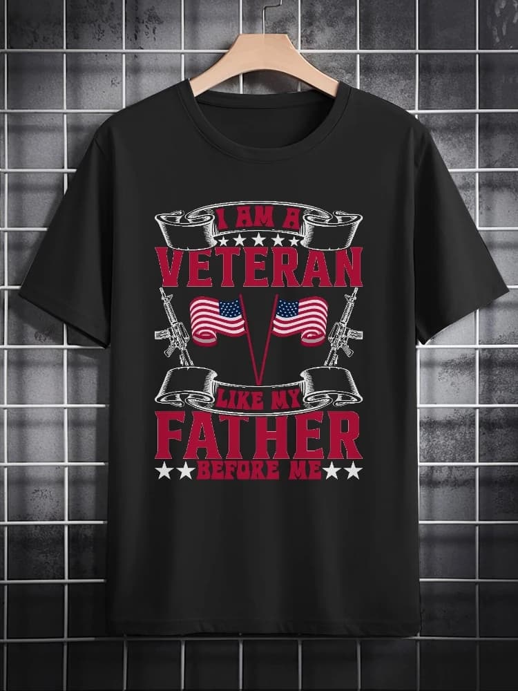 with Veteran Graphic,Patriotic Theme design-100% cotton summer O-neck short sleeve casual printed men's T-shirt.