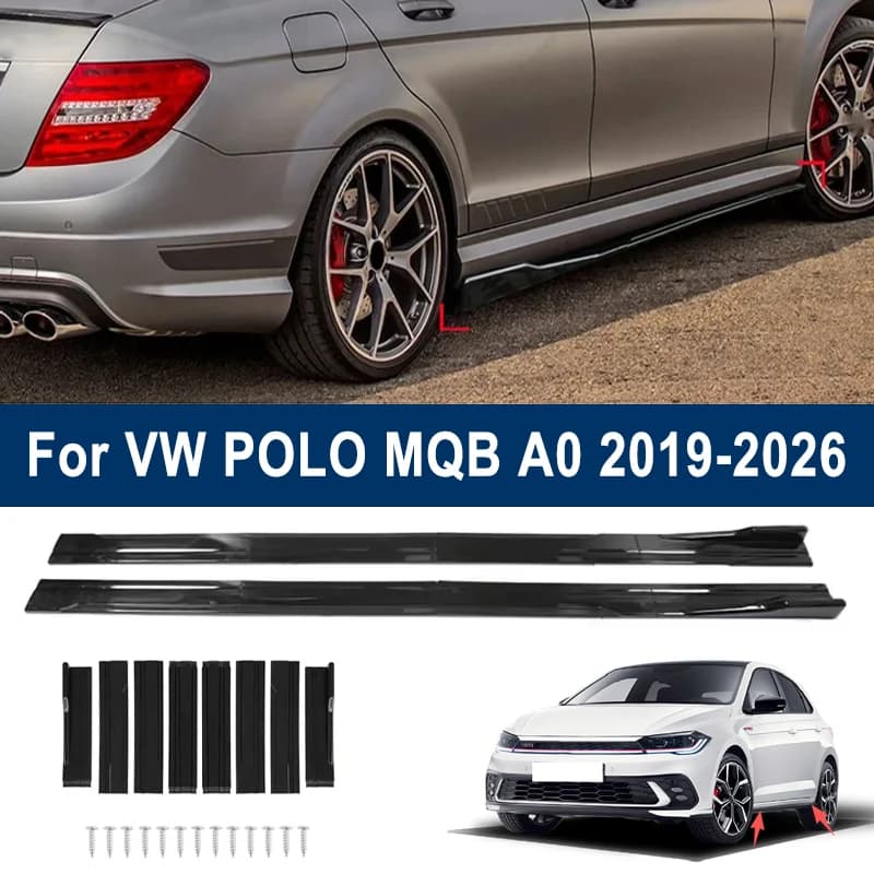 For Volkswagen POLO MQB A0 2019-2026 Car Side Skirt Splitters Extended Side Spoiler Sport Body Kit Bumper Lip Modified Part 8Pcs