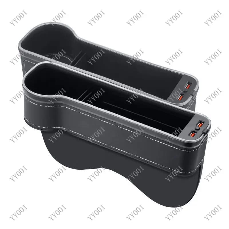 Car Seat Gap Storage Box Organizer with LED Ambient Light Interior Phone Holder