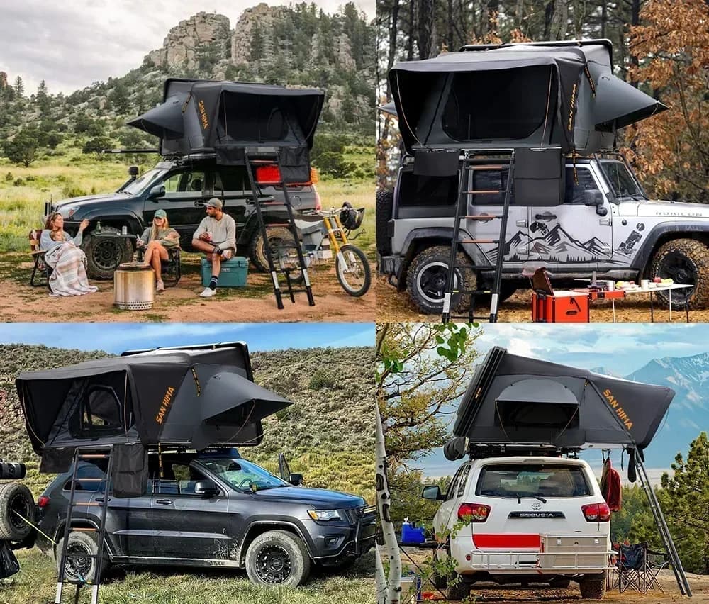 Hard Shell Roof Top Tent 4 Person Car Rooftop Tent Hardshell In-built Adjustable Led Light Bar For Camping Hot sales