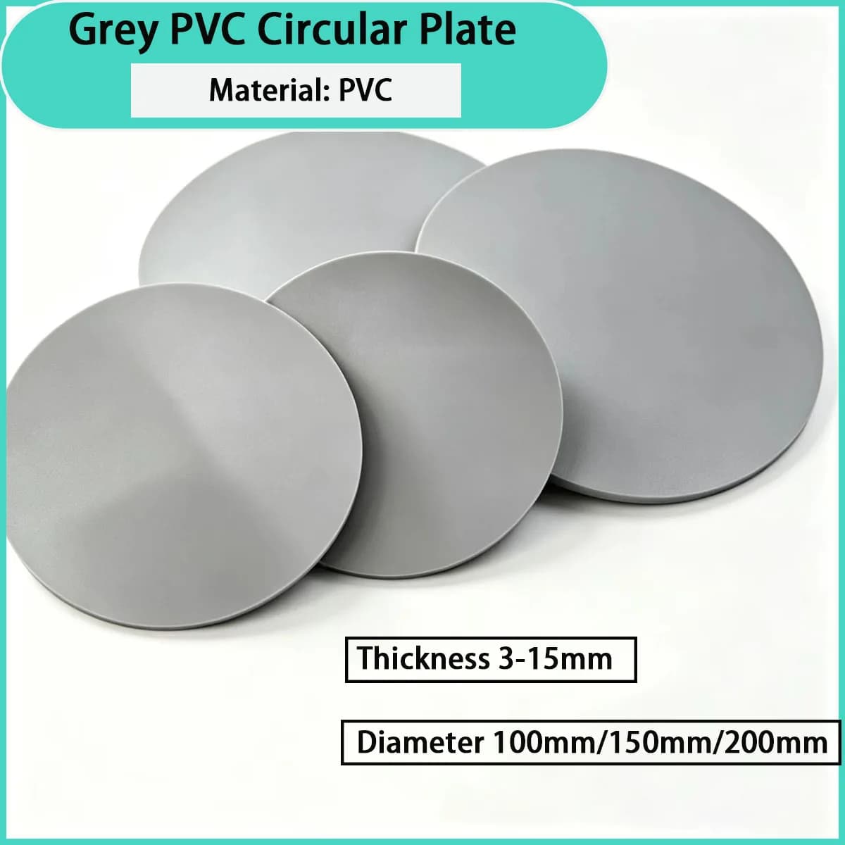 Thickness 3-15mm gray PVC circular plate suitable for pad, base, partition, accessory processing, etc