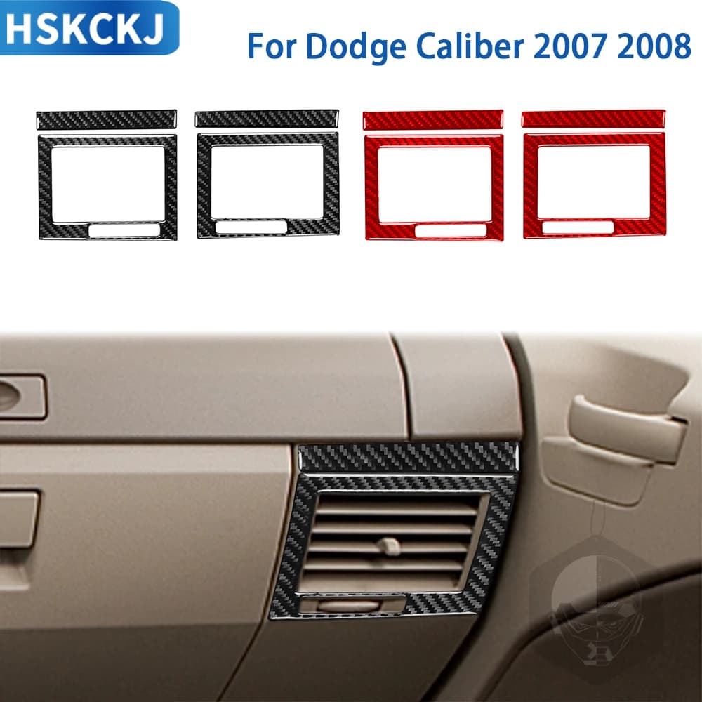 For Dodge Caliber 2007 2008 Carbon Fiber Accessory Car Interior Side AC Outlet Frame Cover Trim Sticker Decoration