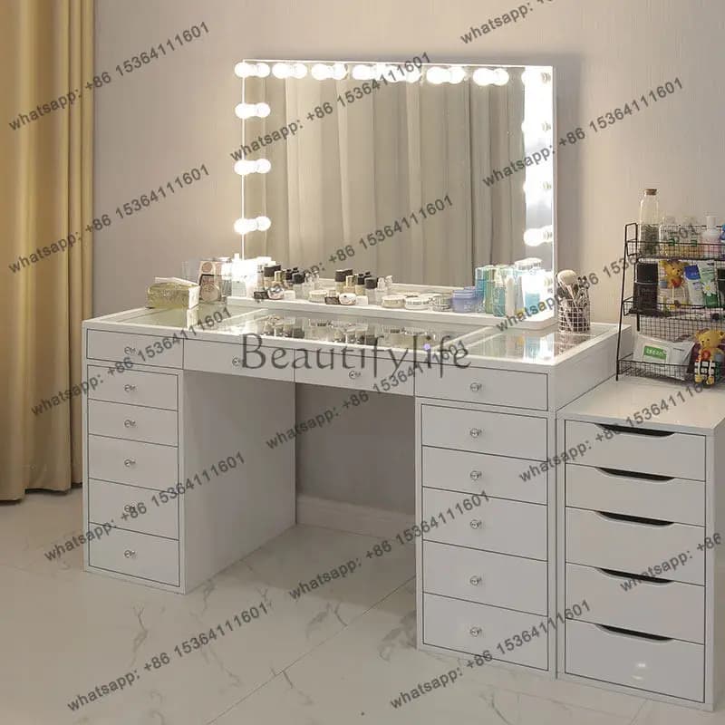 PG 1.5m large dresser storage cabinet integrated household mirror with lamp large capacity ins makeup table
