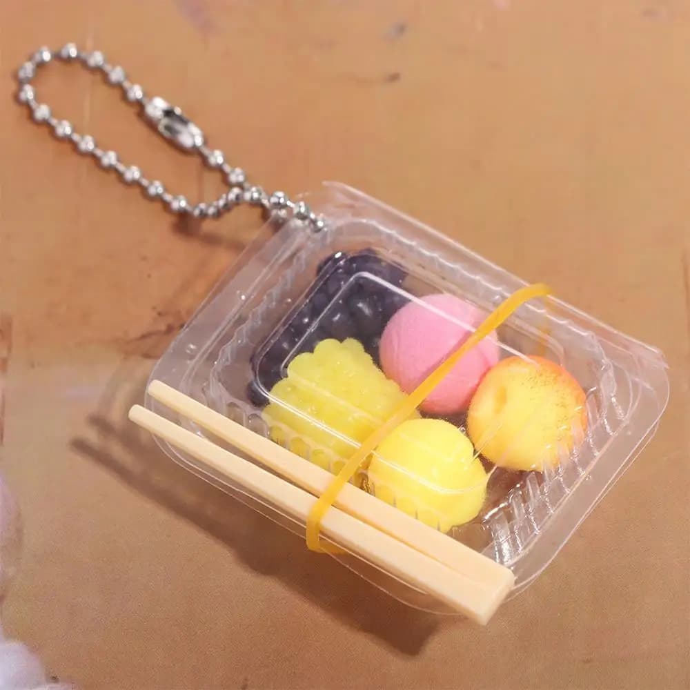 Plastic Mini Fast Food Box Keychain Fast Food Box Mini Simulation Fast Food Box Keychain DIY Ins Fast Food Box Model Pendant