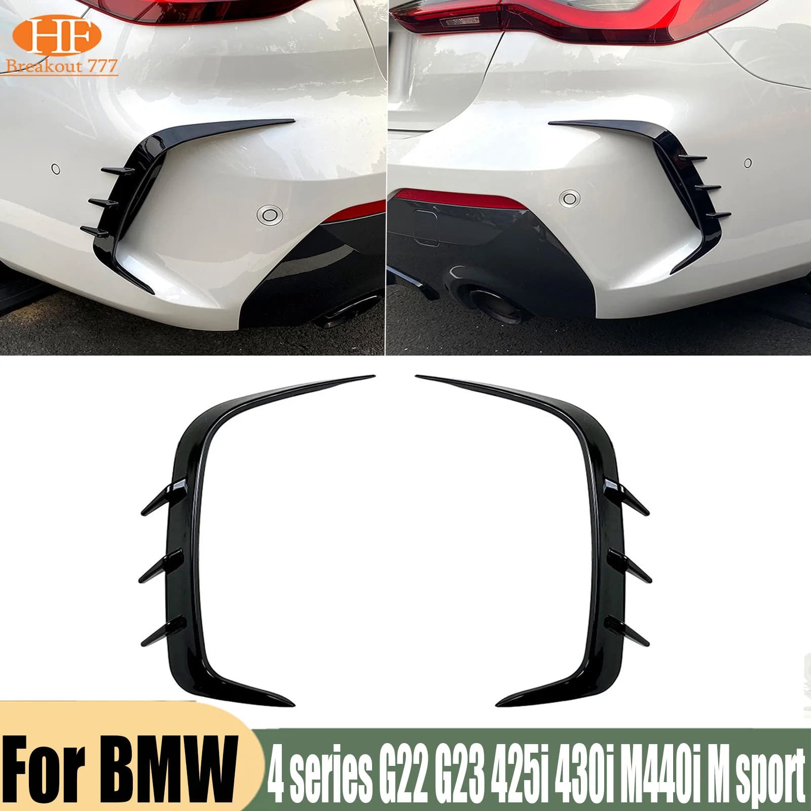 1 Pair Rear Bumper Spoiler Air Vent Cover Side Canard For BMW 4 series G22 G23 425i 430i M440i M sport 2020-2021