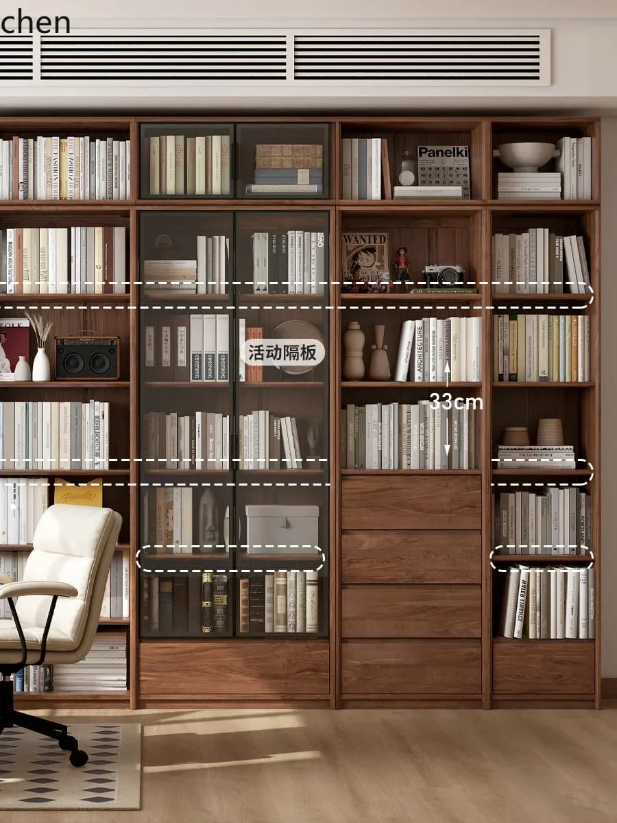 Y16- Solid Wood Bookcase Free Combination Bookshelf Home Living Room Full Wall Storage Cabinet