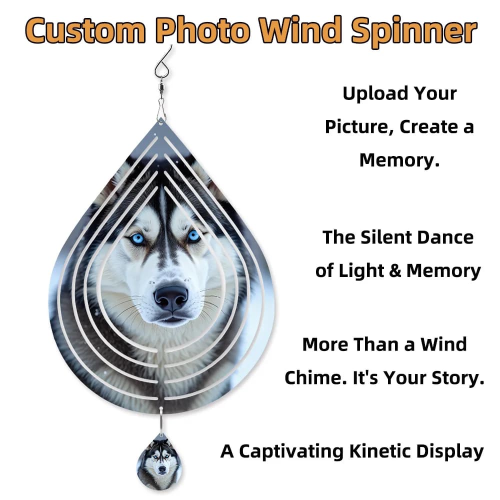 Custom Wind Spinner Photo Personalized Wind Chimes Aluminium Sublimation 10 Inch Indoor Outdoor Decor Yard Art Waterdrop-Shape