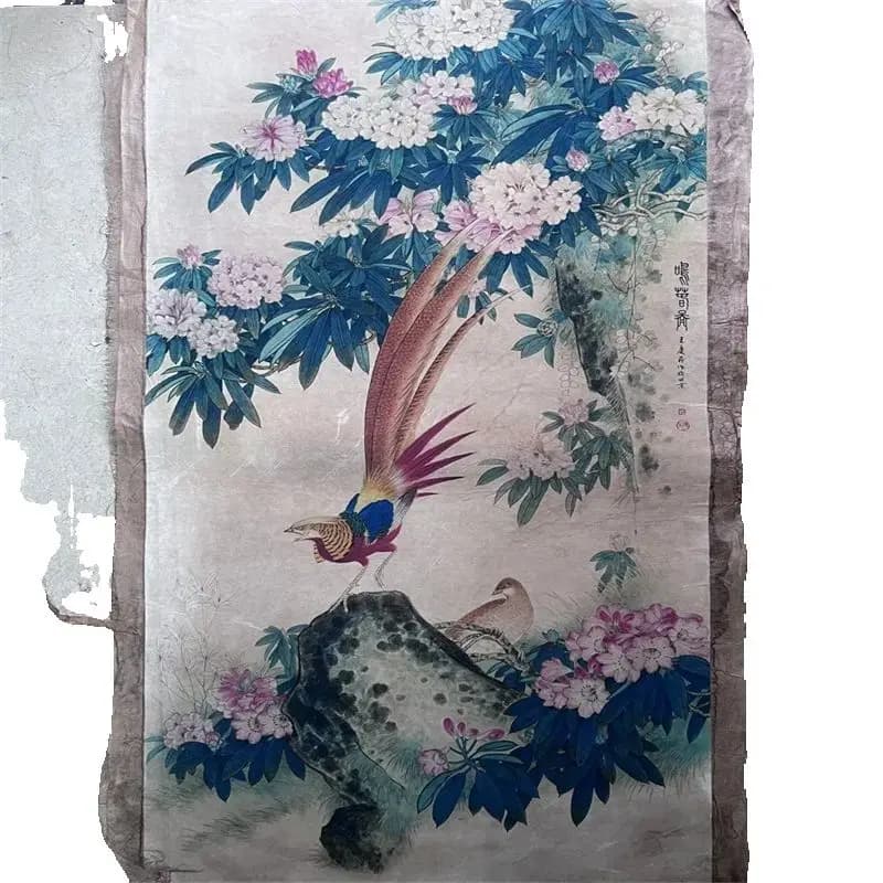 Chinese Old Scroll Painter Wang Qingsheng - Spring Painting of Flowers and Birds , Rice Paper Painting Slice