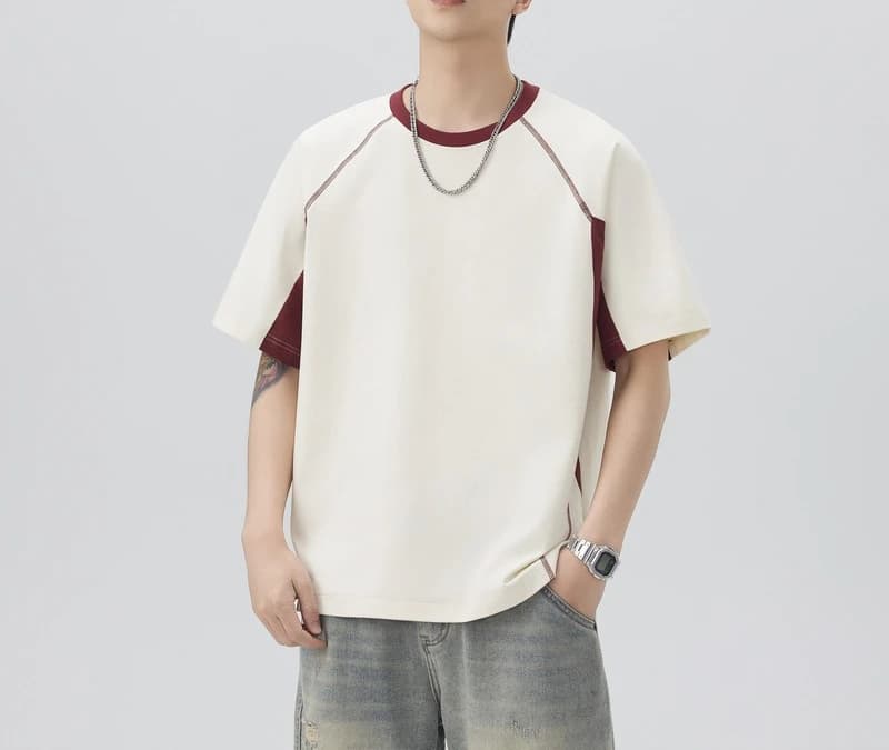 2026 Summer New Quick-drying Color Matching Sports Short T-shirt Men's Design Sense 250G Heavy Ice Silk T-shirt