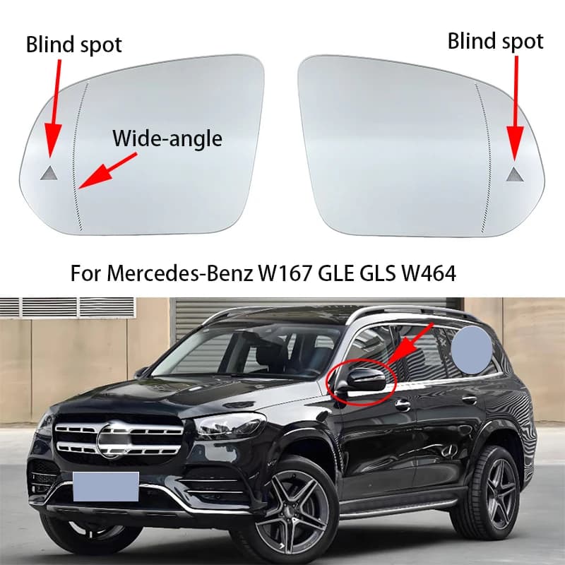 For Mercedes-Benz W167 GLE GLS W463 W464 W465 Car Parts Blind Spot Heated Rear View Side Mirror Glass A1678102901 / A1678102801